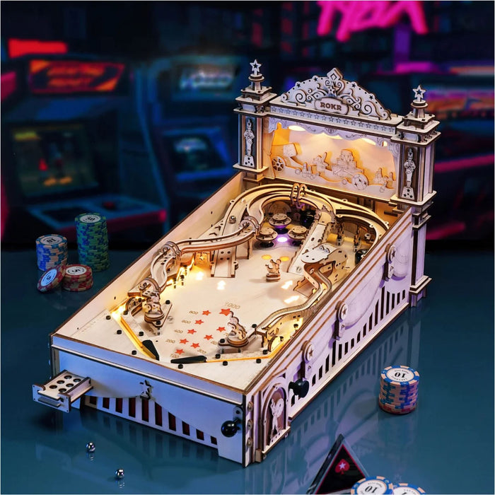 Robotime Rokr 3D Pinball Machine Wooden Model Kit