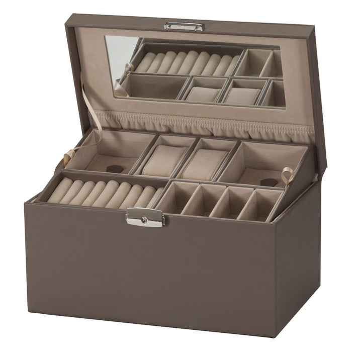 Mele & Co Jewellery Case With Lift-Out Tray, Top Carry Handle & Lockable Jewel Case