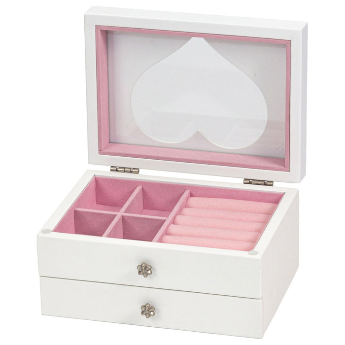 Mele & Co Wooden Jewellery Box with Heart Shaped Viewing Glass Jewel Case