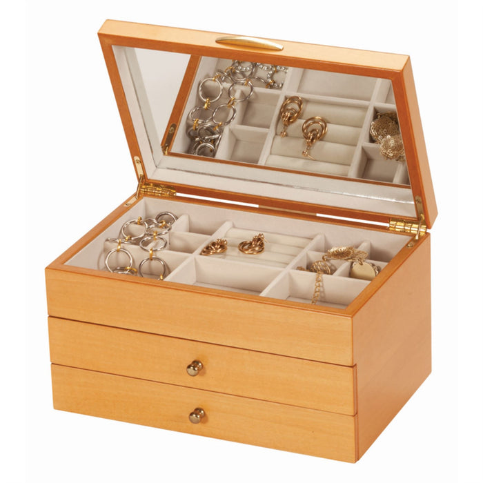 Mele & Co Oriental Rose Effect Decal With Two Drawers Wooden Jewellery Box