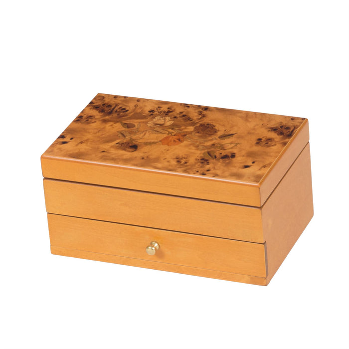 Mele & Co Wooden Oriental Rose Effect With Drawer Jewel Case