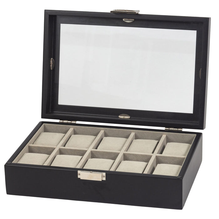 Mele & Co 10 Watch Box With Viewing Lift Lid Display Watch Box