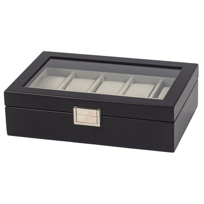 Mele & Co 10 Watch Box With Viewing Lift Lid Display Watch Box