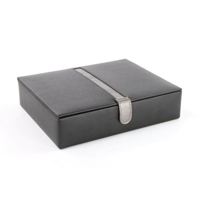 Mele & Co Black Leather Gentlemen's Desk Top Organiser Box