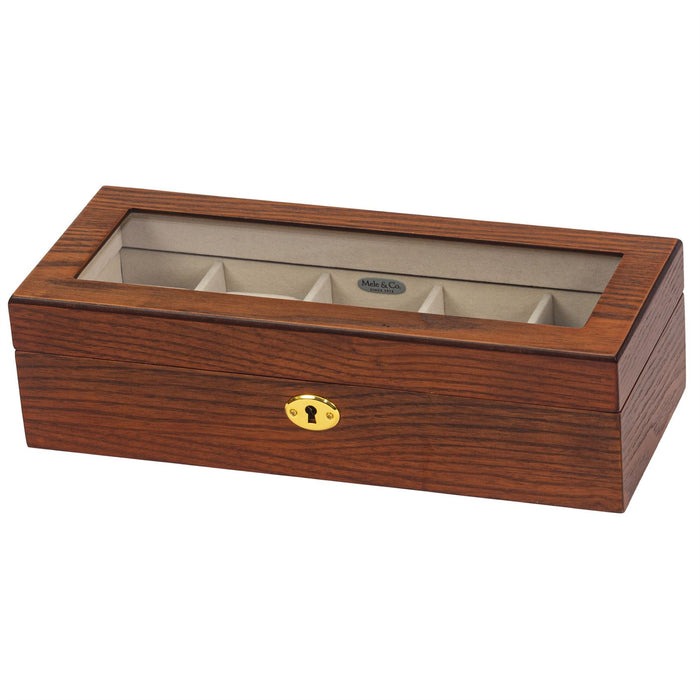 Mele & Co 5 Watch Box With Lock & Viewing Glass Watch Box