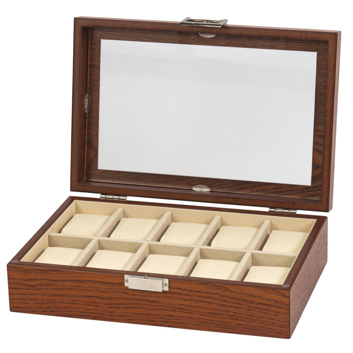 Mele & Co 10 Watch Box With Glass Viewing Lid Watch Box