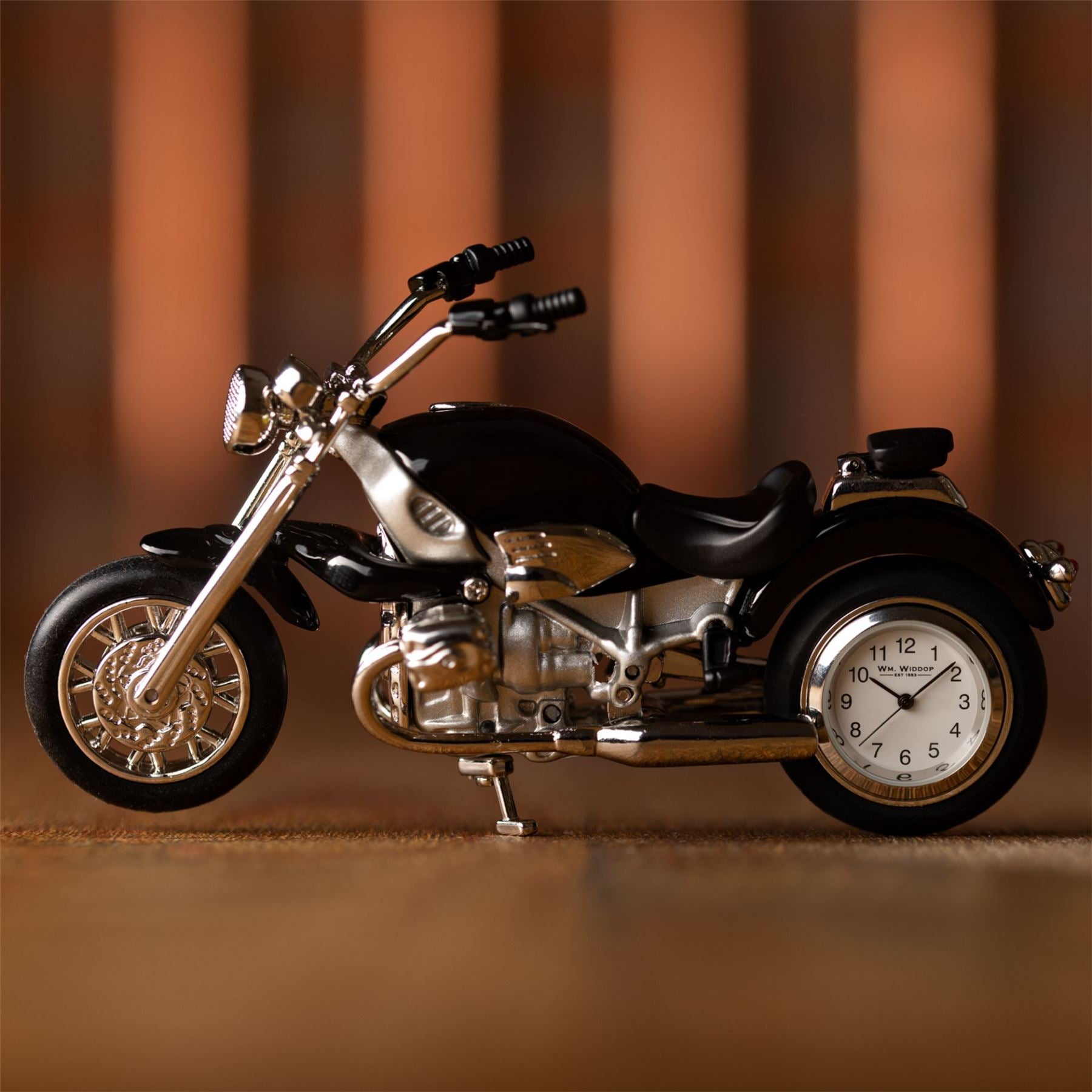 WM.Widdop Miniature Motorbike Clock Aspen Of Hereford Ltd
