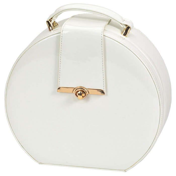 Mele & Co Round Patent Finish Portable Jewel Case