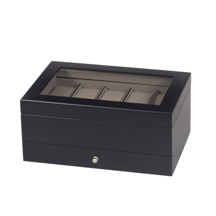 Mele & Co Watch Box With Glass Viewing Lid & Drawer Watch Box