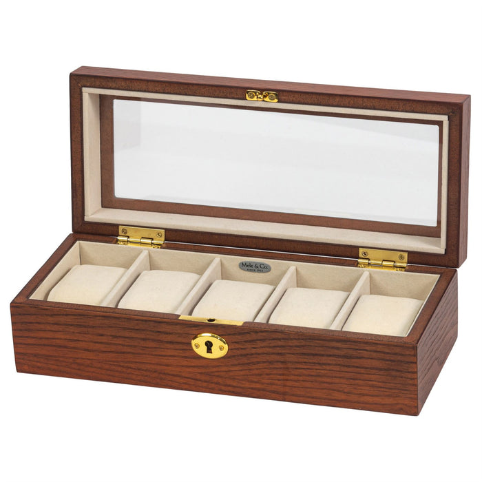 Mele & Co 5 Watch Box With Lock & Viewing Glass Watch Box